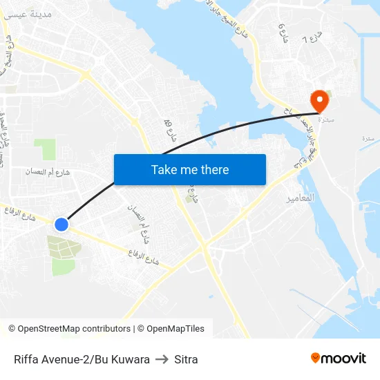 Riffa Avenue-2/Bu Kuwara to Sitra map