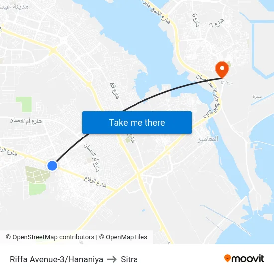 Riffa Avenue-3/Hananiya to Sitra map