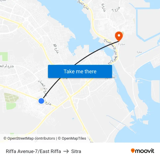 Riffa Avenue-7/East Riffa to Sitra map