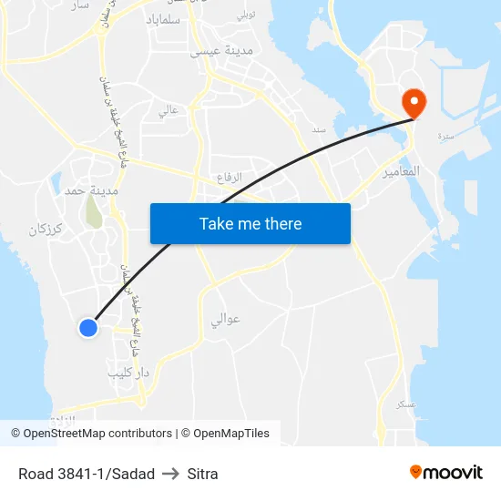 Road 3841-1/Sadad to Sitra map