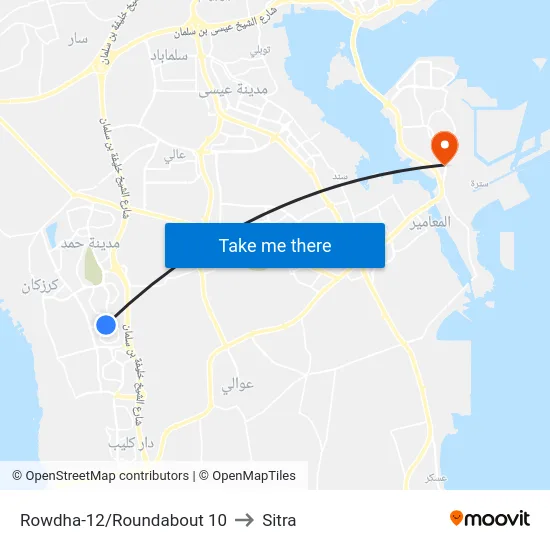 Rowdha-12/Roundabout 10 to Sitra map