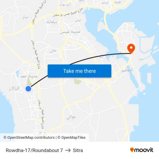 Rowdha-17/Roundabout 7 to Sitra map