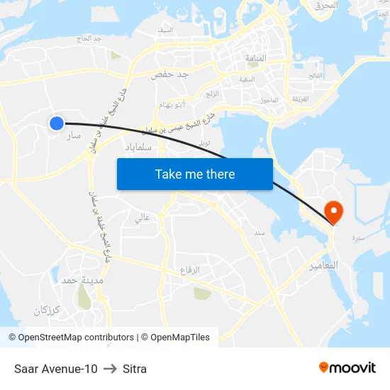 Saar Avenue-10 to Sitra map
