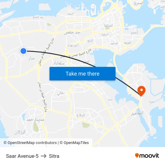 Saar Avenue-5 to Sitra map