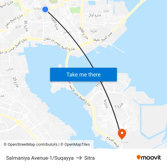 Salmaniya Avenue-1/Suqayya to Sitra map