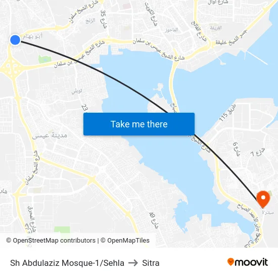 Sh Abdulaziz Mosque-1/Sehla to Sitra map