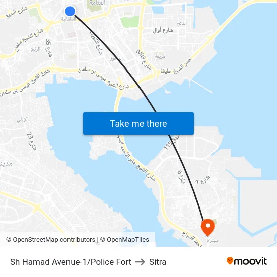 Sh Hamad Avenue-1/Police Fort to Sitra map