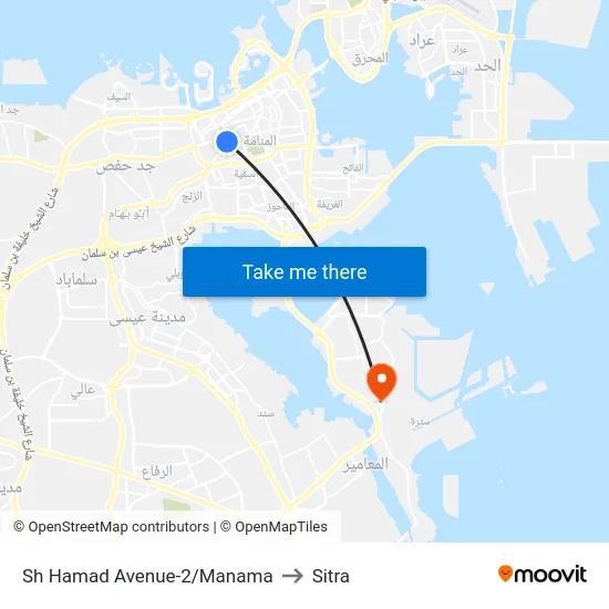 Sh Hamad Avenue-2/Manama to Sitra map