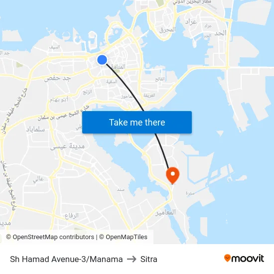 Sh Hamad Avenue-3/Manama to Sitra map