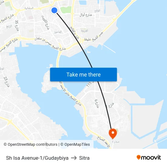 Sh Isa Avenue-1/Gudaybiya to Sitra map