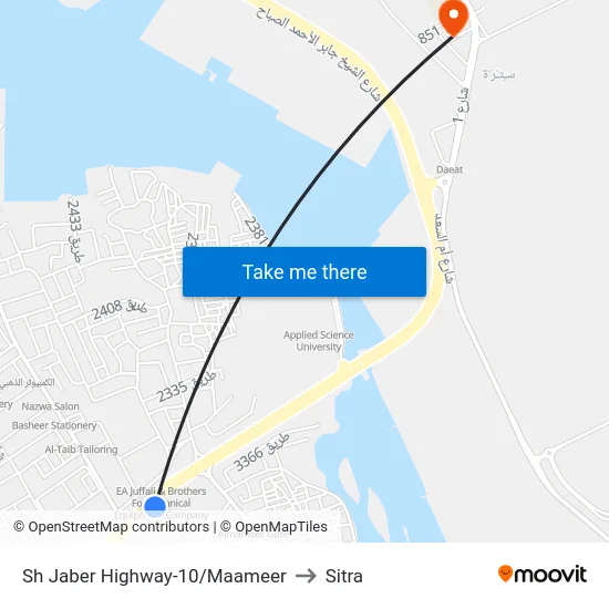 Sh Jaber Highway-10/Maameer to Sitra map
