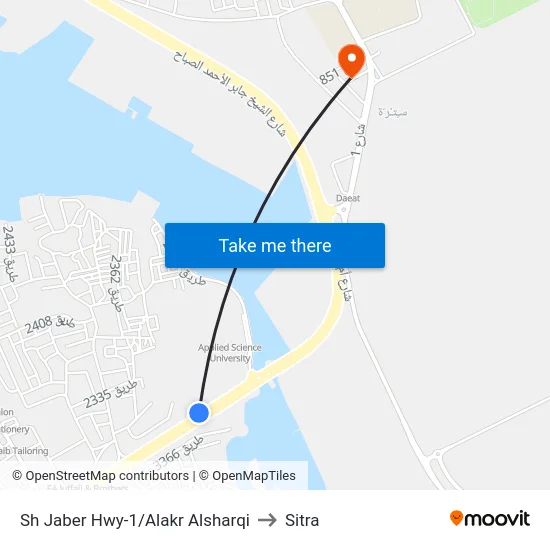 Sh Jaber Hwy-1/Alakr Alsharqi to Sitra map