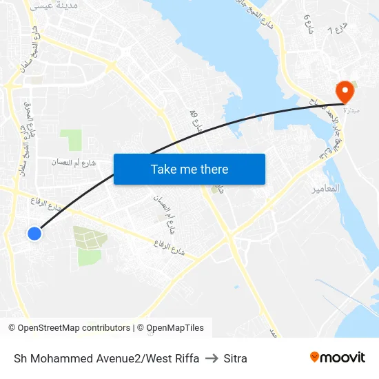 Sh Mohammed Avenue2/West Riffa to Sitra map
