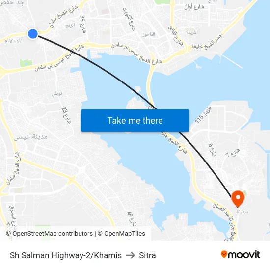 Sh Salman Highway-2/Khamis to Sitra map