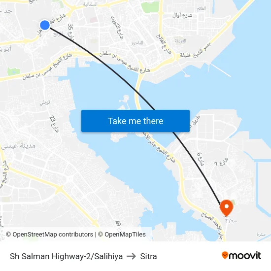 Sh Salman Highway-2/Salihiya to Sitra map