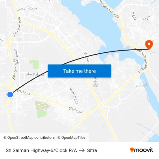 Sh Salman Highway-6/Clock R/A to Sitra map