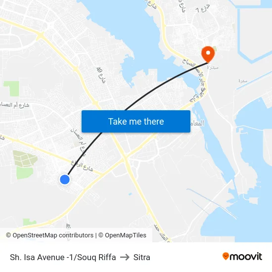 Sh. Isa Avenue -1/Souq Riffa to Sitra map