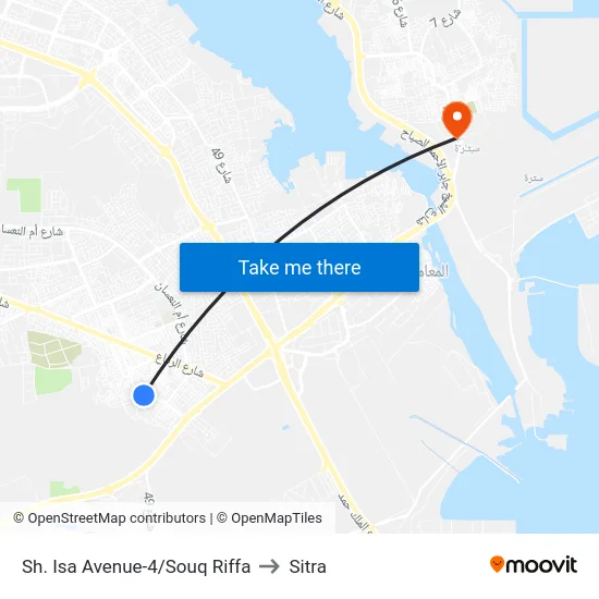 Sh. Isa Avenue-4/Souq Riffa to Sitra map