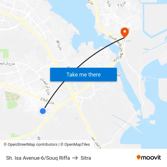 Sh. Isa Avenue-6/Souq Riffa to Sitra map