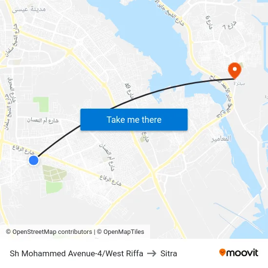 Sh Mohammed Avenue-4/West Riffa to Sitra map