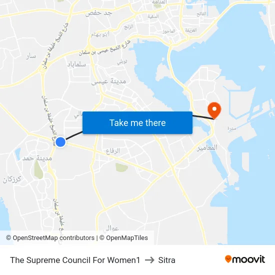 The Supreme Council For Women1 to Sitra map