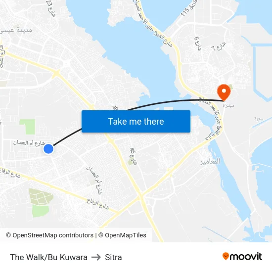 The Walk/Bu Kuwara to Sitra map