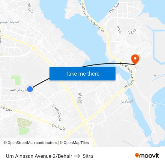 Um Alnasan Avenue-2/Behair to Sitra map