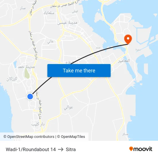 Wadi-1/Roundabout 14 to Sitra map