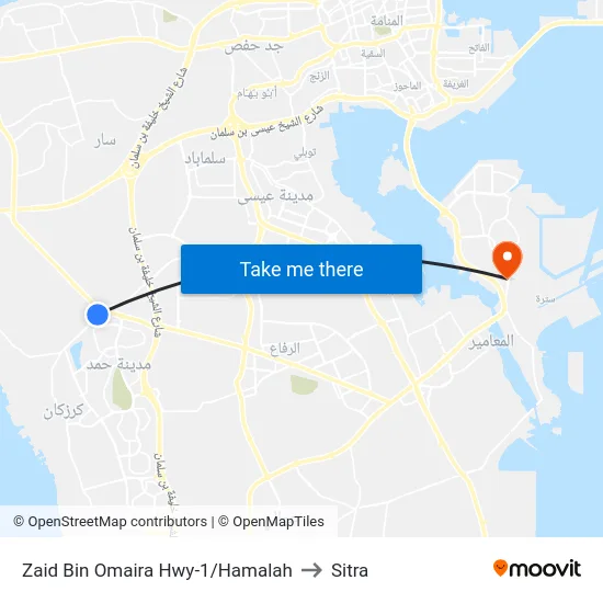 Zaid Bin Omaira Hwy-1/Hamalah to Sitra map