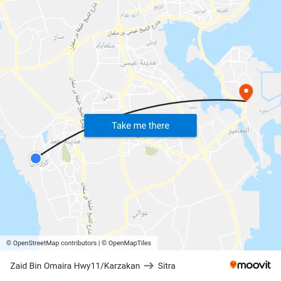 Zaid Bin Omaira Hwy11/Karzakan to Sitra map