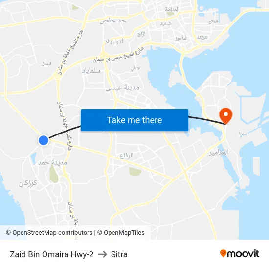 Zaid Bin Omaira Hwy-2 to Sitra map
