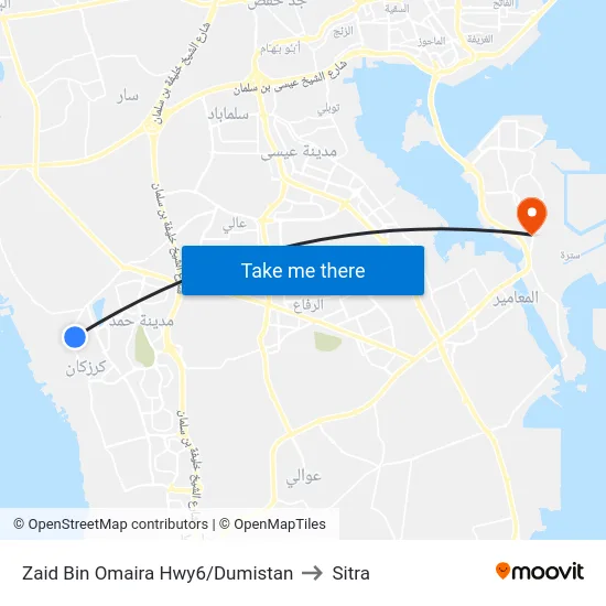Zaid Bin Omaira Hwy6/Dumistan to Sitra map