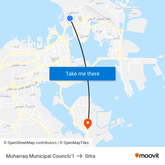 Muharraq Municipal Council/1 to Sitra map