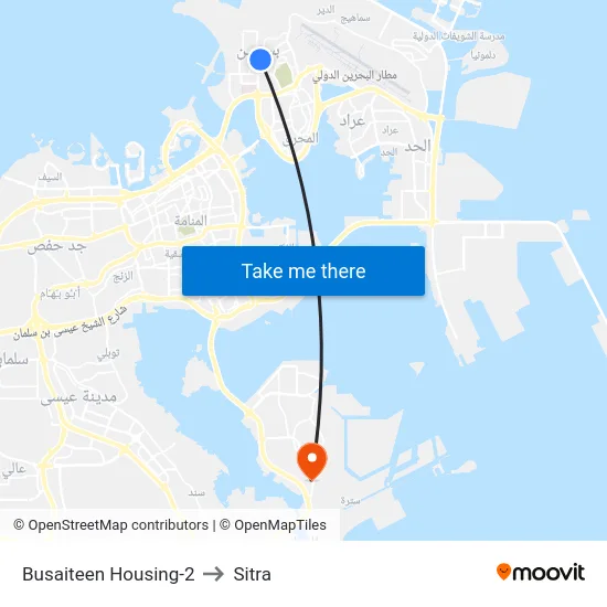 Busaiteen Housing-2 to Sitra map