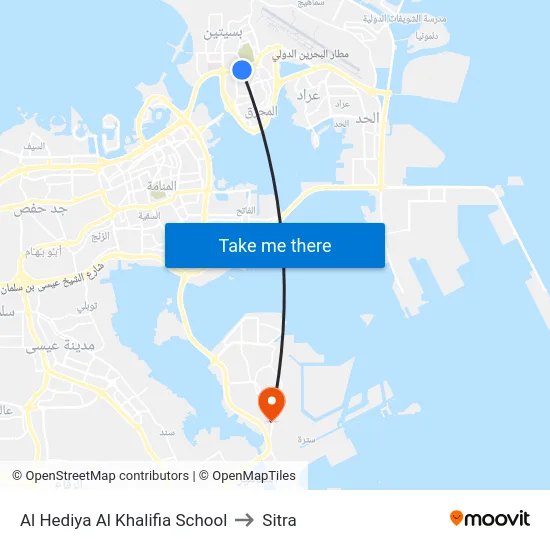 Al Hediya Al Khalifia School to Sitra map
