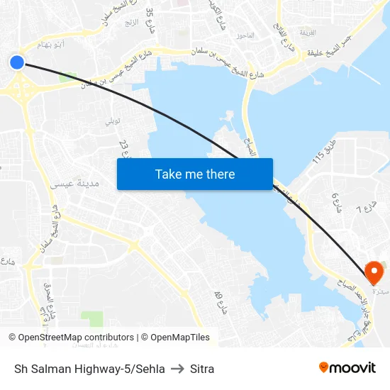 Sh Salman Highway-5/Sehla to Sitra map