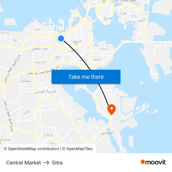 Central Market to Sitra map
