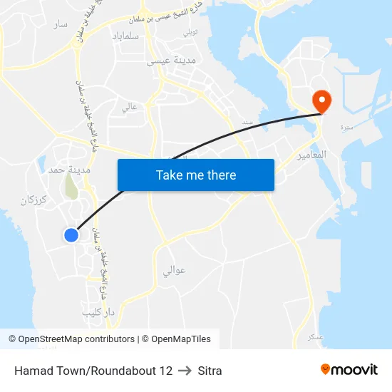 Hamad Town/Roundabout 12 to Sitra map