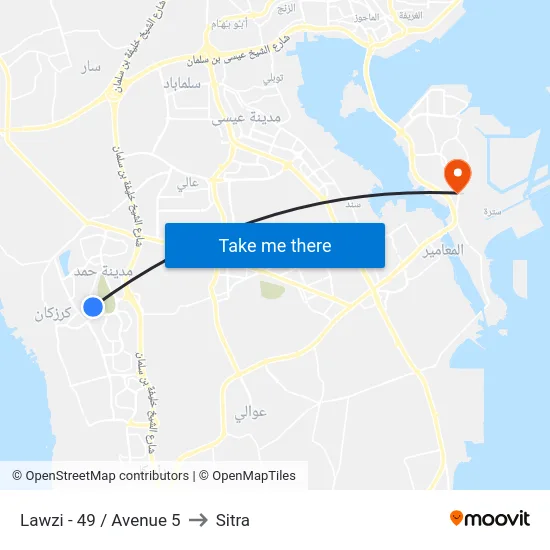 Lawzi - 49 / Avenue 5 to Sitra map
