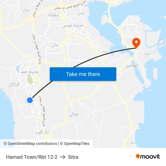 Hamad Town/Rbt 12-2 to Sitra map