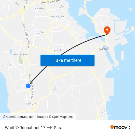 Wadi-7/Rounabout 17 to Sitra map