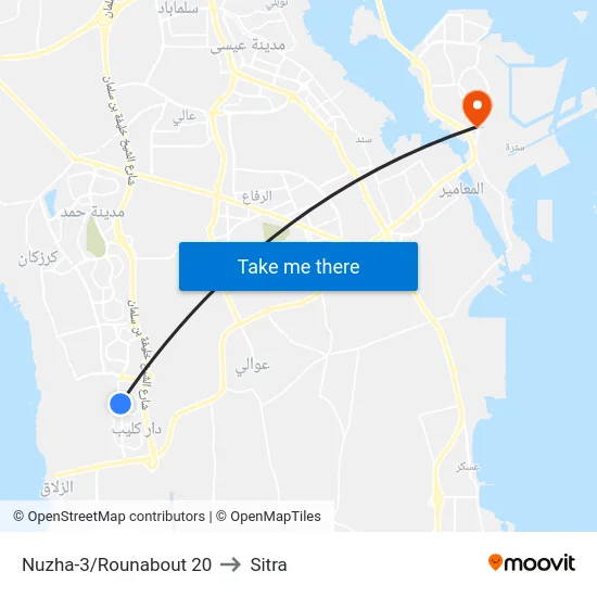 Nuzha-3/Rounabout 20 to Sitra map