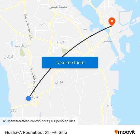 Nuzha-7/Rounabout 22 to Sitra map