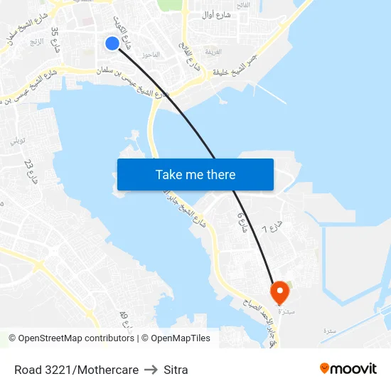 Road 3221/Mothercare to Sitra map