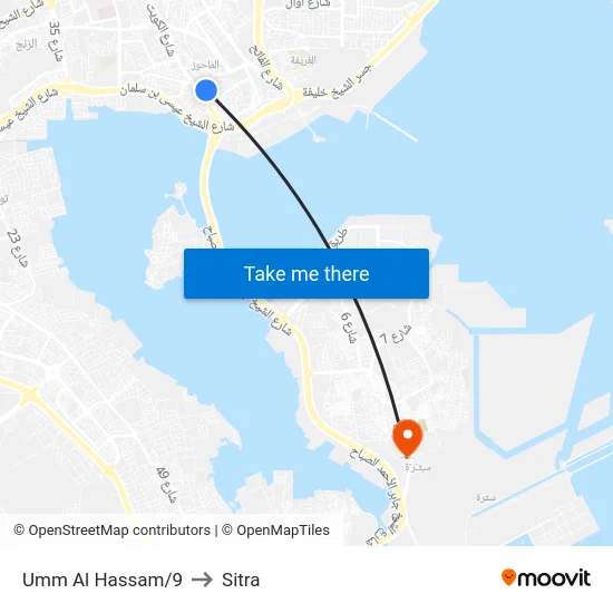 Umm Al Hassam/9 to Sitra map