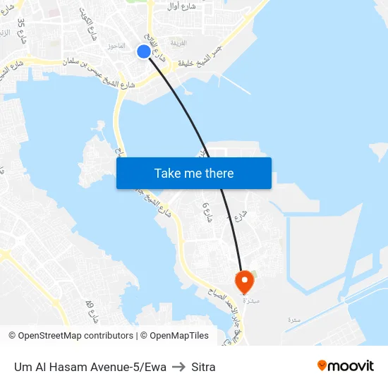 Um Al Hasam Avenue-5/Ewa to Sitra map