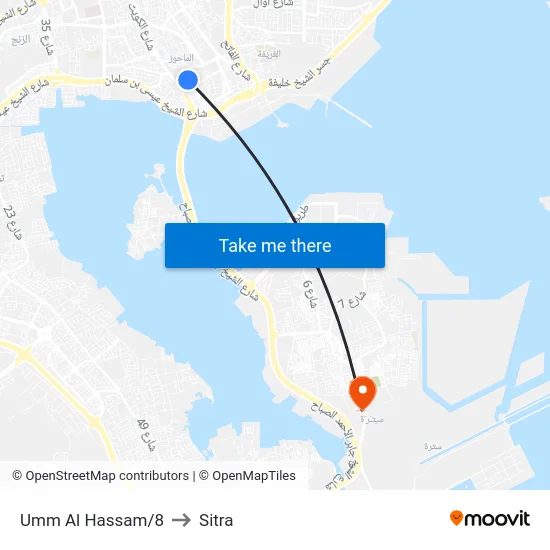 Umm Al Hassam/8 to Sitra map