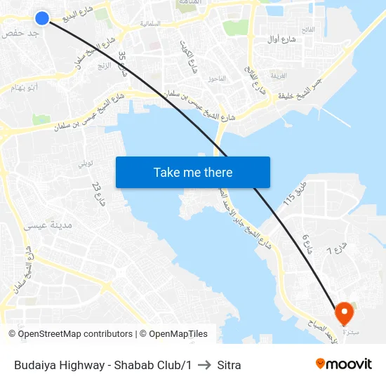 Budaiya Highway - Shabab Club/1 to Sitra map