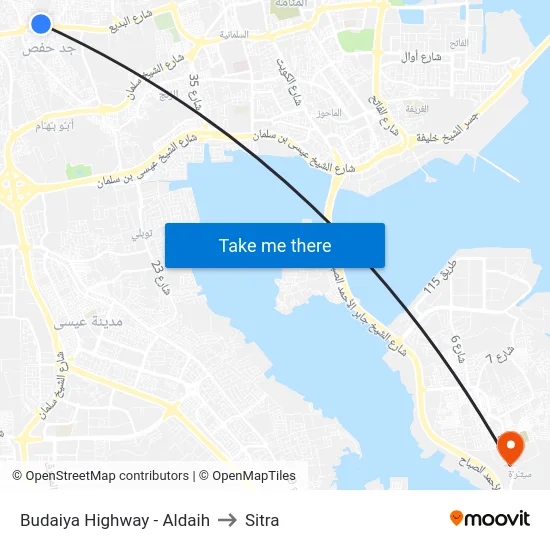 Budaiya Highway - Aldaih to Sitra map