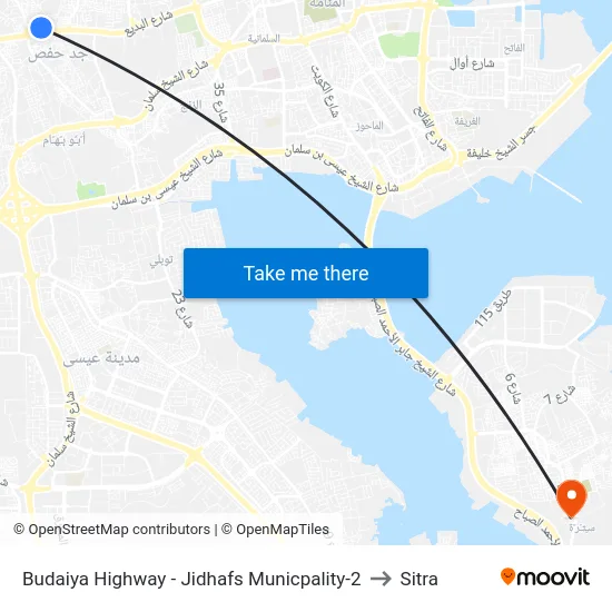 Budaiya Highway - Jidhafs Municpality-2 to Sitra map